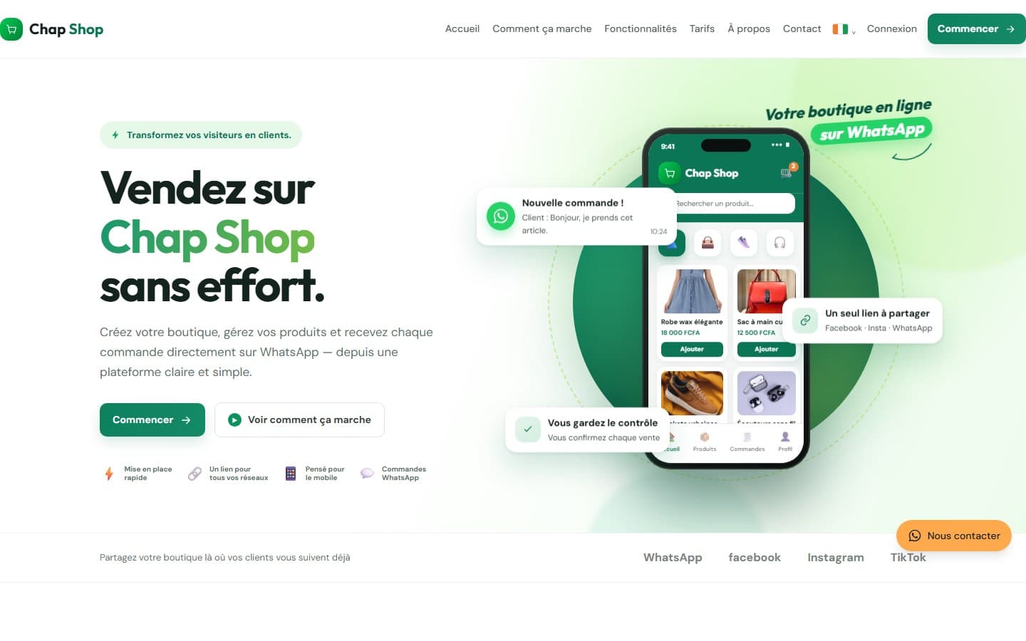 Capture du projet Chap Shop